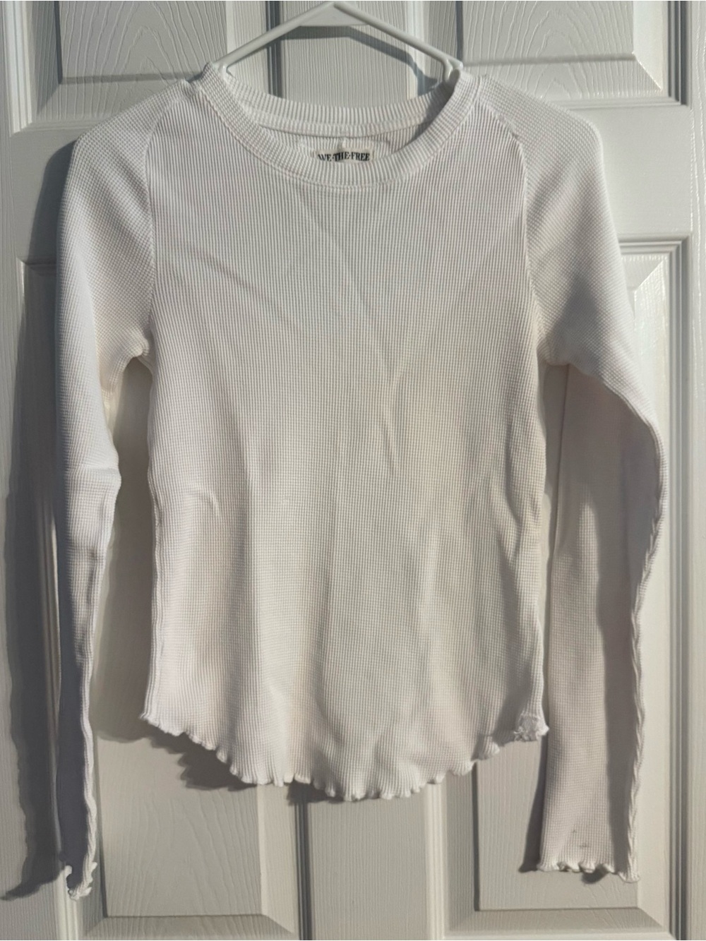 We The Free White Waffle Knit Long Sleeve Top Size Small